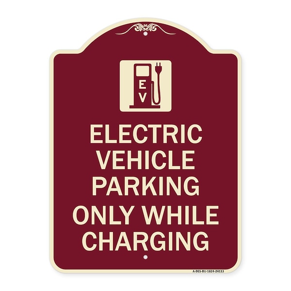 Signmission Electric Vehicle Parking While Charging W/ Graphic Heavy-Gauge Alum Sign, 24" x 18", BU-1824-24113 A-DES-BU-1824-24113 - main